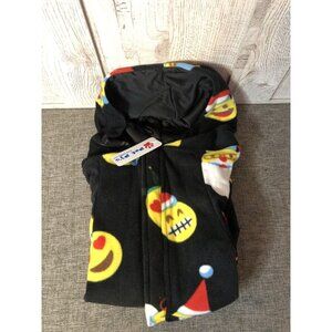 Pet Pajamas Dog Sz Large Pajamas Santa Christmas Smile Face Emoji Black Fleece